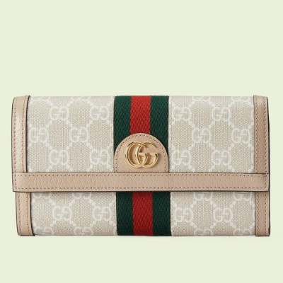 Gucci Ophidia Continental Wallet in White GG Supreme Canvas GGBS11023