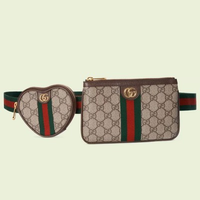 Gucci Ophidia GG Heart Utility Belt Bag In Beige GG Supreme Canvas GGBS10674