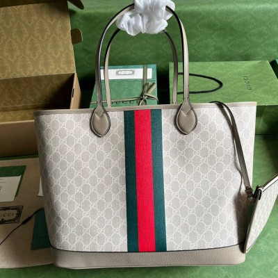 Gucci Ophidia GG Large Tote Bag in White GG Supreme Canvas GGBS10876