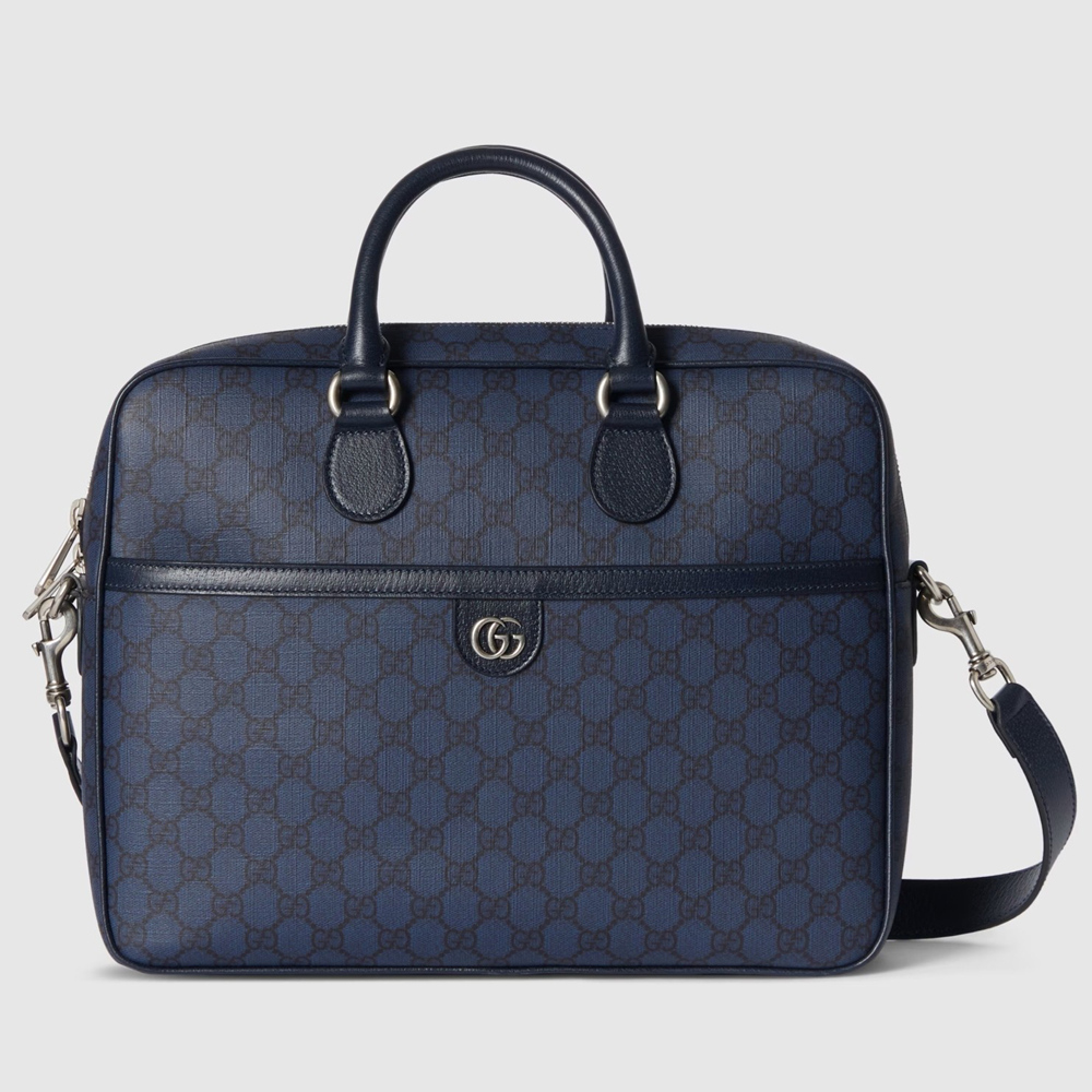 Gucci Ophidia GG Medium Briefcase in Blue GG Supreme Canvas GGBS10153