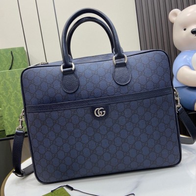 Gucci Ophidia GG Medium Briefcase in Blue GG Supreme Canvas GGBS10153