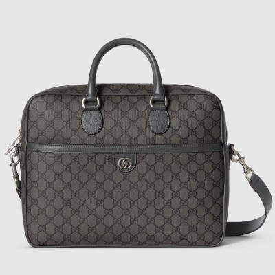 Gucci Ophidia GG Medium Briefcase in Grey GG Supreme Canvas GGBS10154