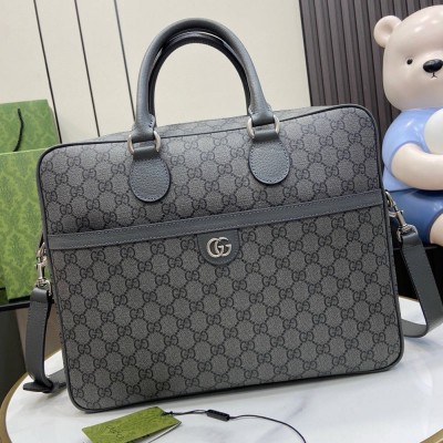 Gucci Ophidia GG Medium Briefcase in Grey GG Supreme Canvas GGBS10154