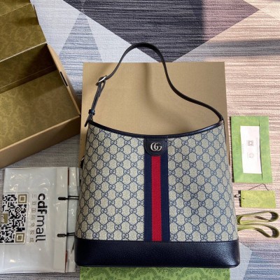 Gucci Ophidia GG Medium Shoulder Bag in Blue GG Canvas GGBS10691