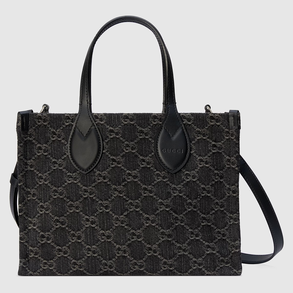 Gucci Ophidia GG Medium Tote Bag in Black GG Denim GGBS10724