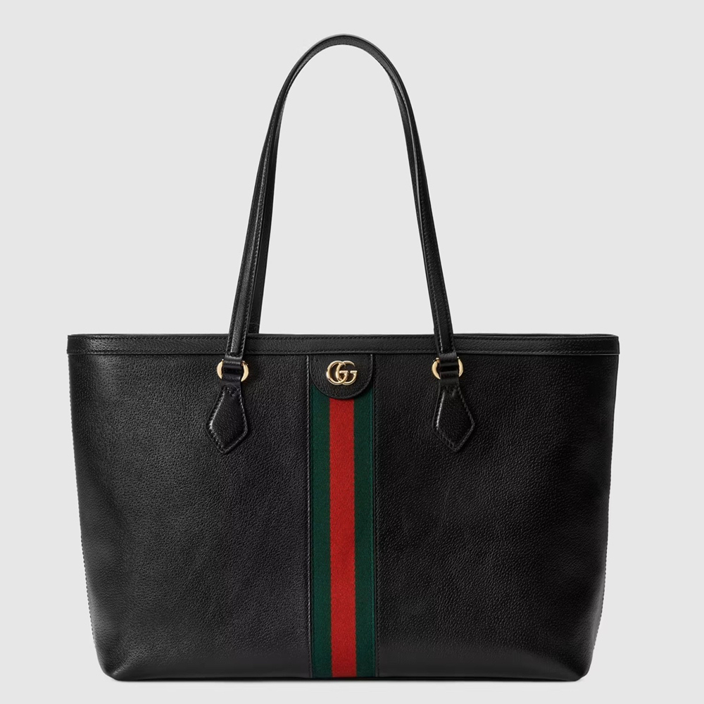 Gucci Ophidia GG Medium Tote Bag in Black Leather GGBS10726