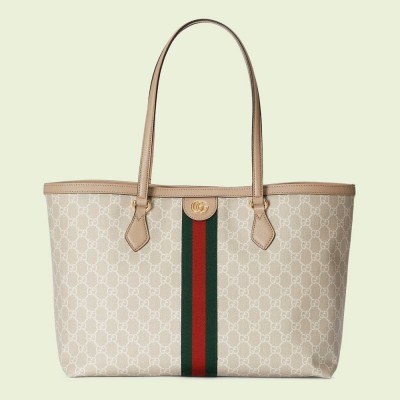 Gucci Ophidia GG Medium Tote Bag in White Supreme Canvas GGBS10733