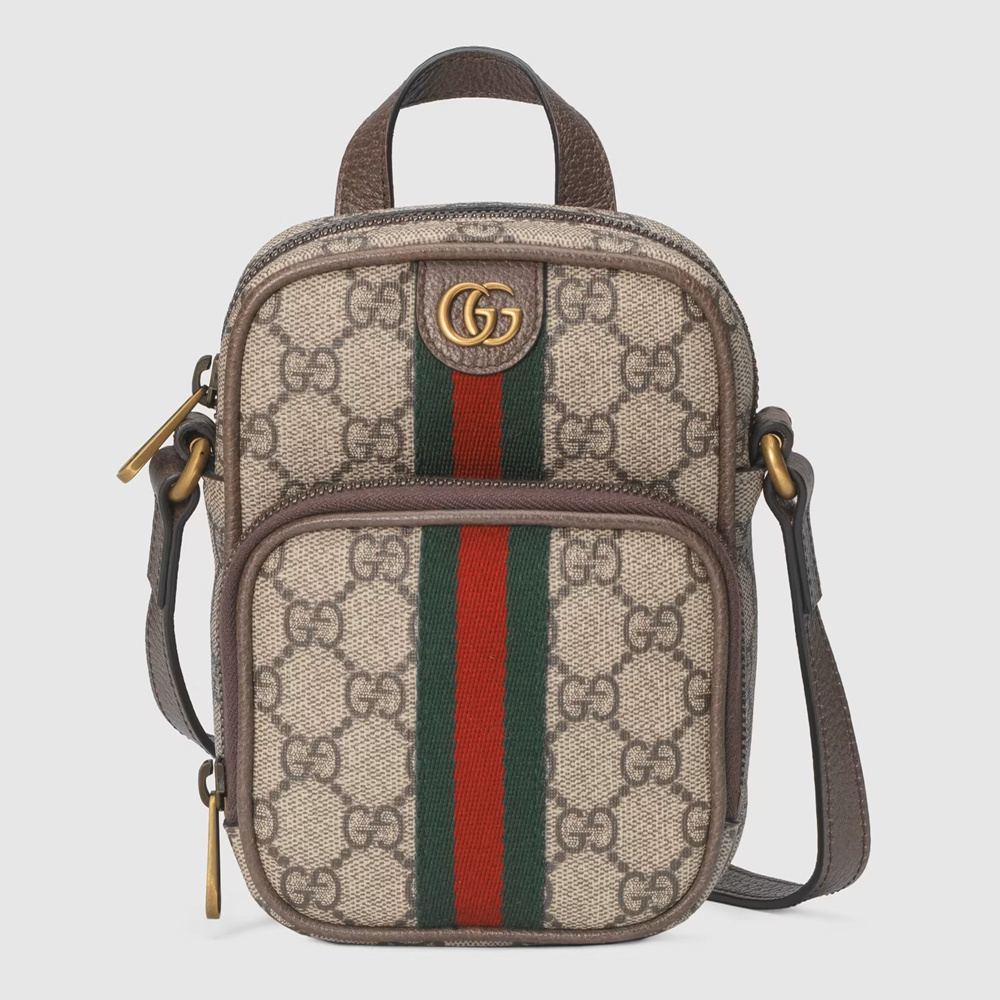 Gucci Ophidia GG Mini Bag in GG Canvas with Brown Leather GGBS10682