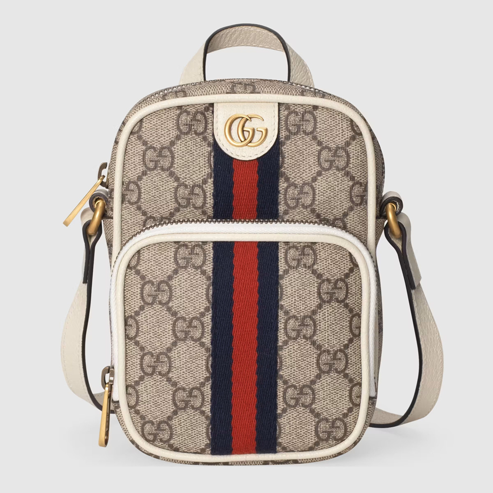 Gucci Ophidia GG Mini Bag in GG Canvas with White Leather GGBS10683