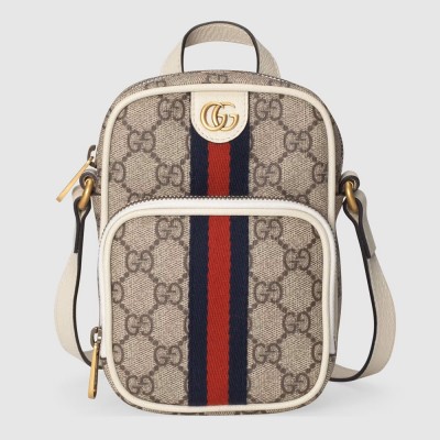 Gucci Ophidia GG Mini Bag in GG Canvas with White Leather GGBS10683