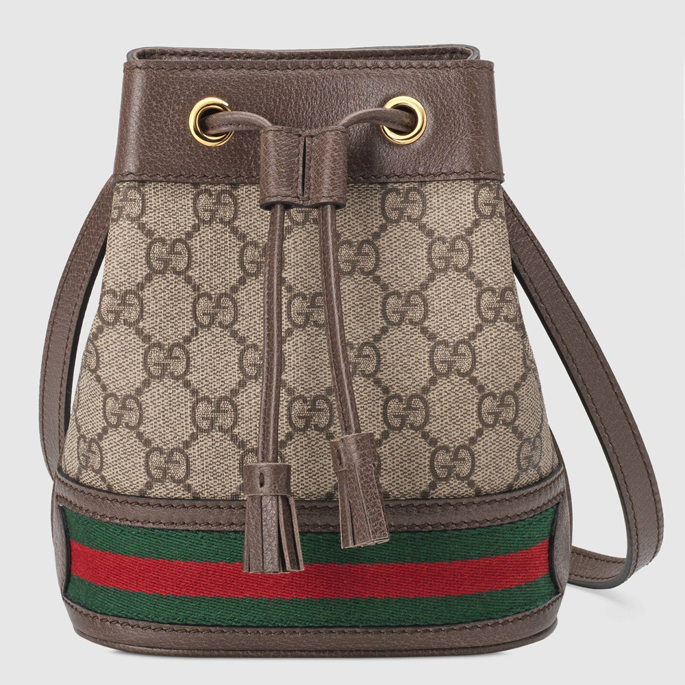 Gucci Ophidia GG Mini Bucket Bag in Beige Supreme Canvas GGBS10619