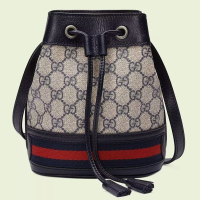 Gucci Ophidia GG Mini Bucket Bag in Blue Supreme Canvas GGBS10620