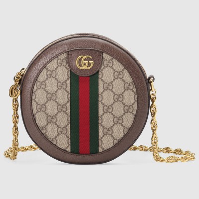 Gucci Ophidia GG Mini Round Shoulder Bag in GG Supreme Canvas GGBS10654