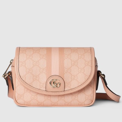 Gucci Ophidia GG Mini Shoulder Bag in Dusty Pink Supreme Canvas GGBS10657