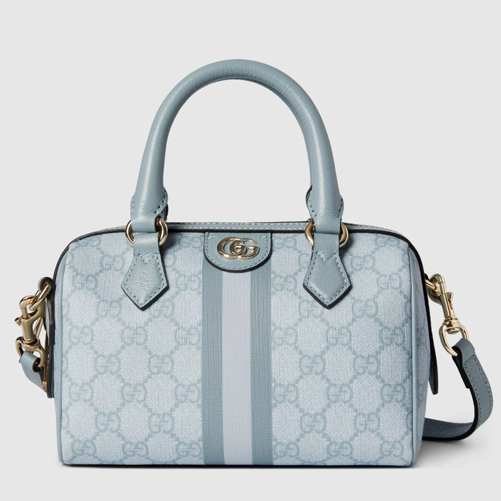 Gucci Ophidia GG Mini Top Handle Bag in Dusty Blue Supreme Canvas GGBS10664