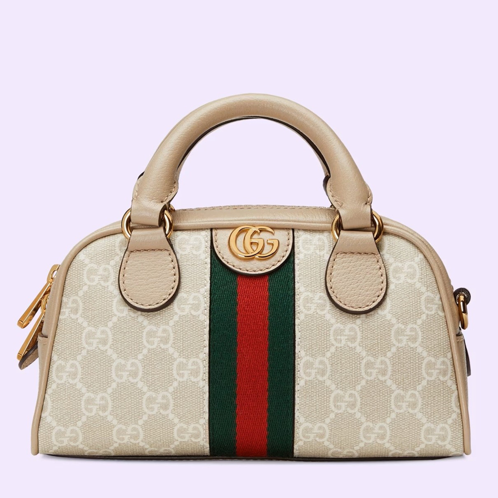 Gucci Ophidia GG Mini Top Handle Bag in White Supreme Canvas GGBS10666