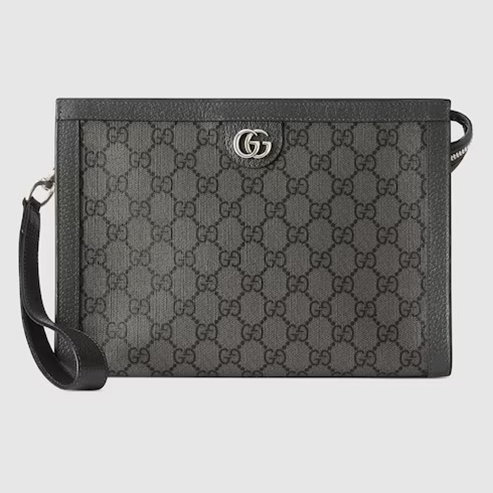 Gucci Ophidia GG Portfolio Pouch in Grey GG Supreme Canvas GGBS10753