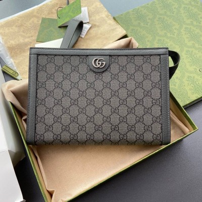 Gucci Ophidia GG Portfolio Pouch in Grey GG Supreme Canvas GGBS10753