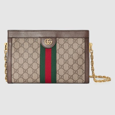 Gucci Ophidia GG Small Chain Bag in GG Canvas with Brown Leather GGBS10686