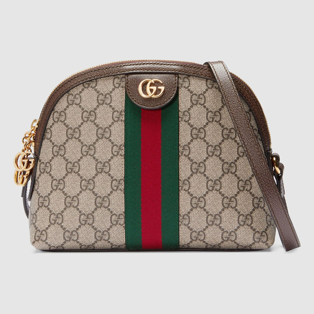 Gucci Ophidia GG Small Shoulder Bag in Canvas with Brown Leather GGBS10700