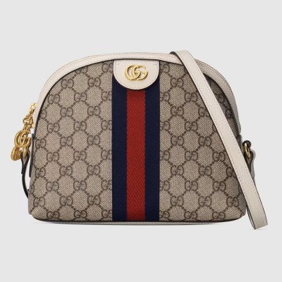 Gucci Ophidia GG Small Shoulder Bag in Canvas with White Leather GGBS10701