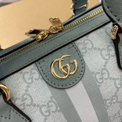 Gucci Ophidia GG Small Top Handle Bag in Dusty Blue Supreme Canvas GGBS10717