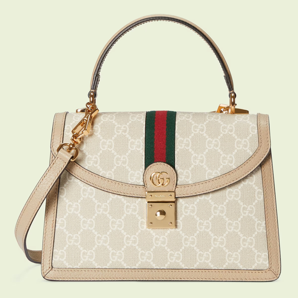 Gucci Ophidia GG Small Top Handle Bag in White Supreme Canvas GGBS10721