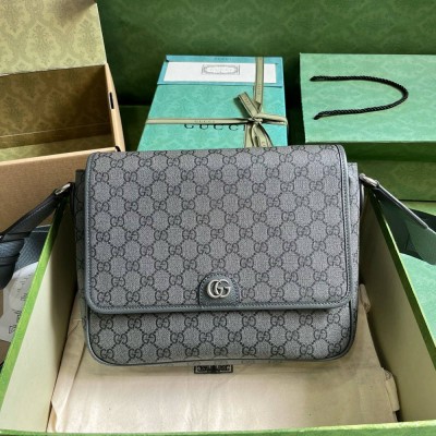 Gucci Ophidia Medium Messenger Bag in Grey GG Supreme Canvas GGBS10610