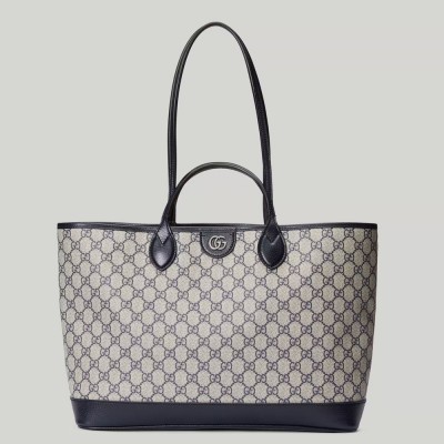 Gucci Ophidia Medium Tote Bag in Blue Supreme Canvas GGBS10735