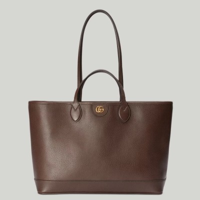 Gucci Ophidia Medium Tote Bag in Dark Brown Leather GGBS10737