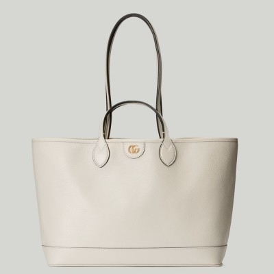 Gucci Ophidia Medium Tote Bag in White Calfskin GGBS10740