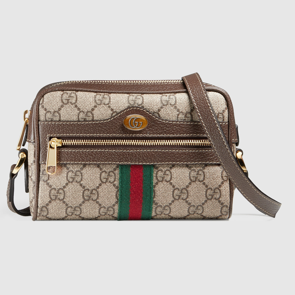 Gucci Ophidia Mini Camera Bag in Canvas with Brown Leather Trim GGBS10631