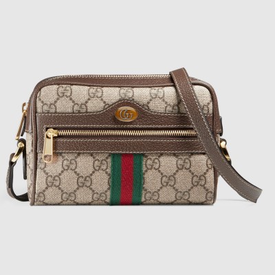 Gucci Ophidia Mini Camera Bag in Canvas with Brown Leather Trim GGBS10631