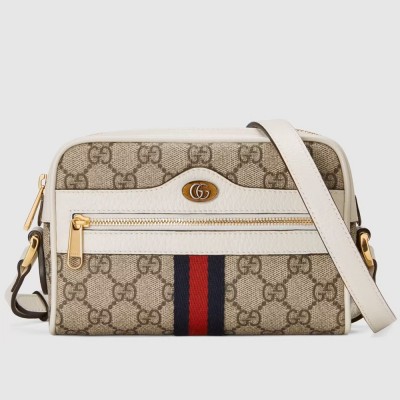 Gucci Ophidia Mini Camera Bag in Canvas with White Leather Trim GGBS10632