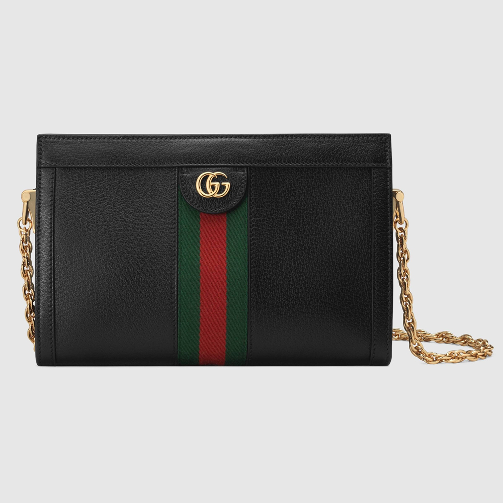 Gucci Ophidia Small Chain Shoulder Bag in Black Leather GGBS10706