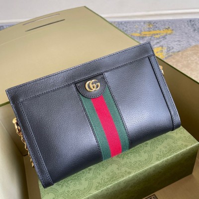 Gucci Ophidia Small Chain Shoulder Bag in Black Leather GGBS10706