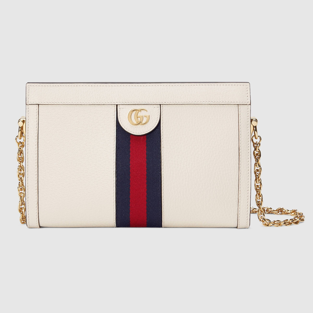 Gucci Ophidia Small Chain Shoulder Bag in White Leather GGBS10707