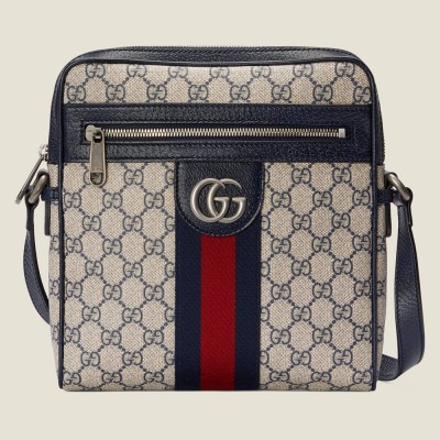 Gucci Ophidia Small Messenger Bag in Blue GG Supreme Canvas GGBS10614