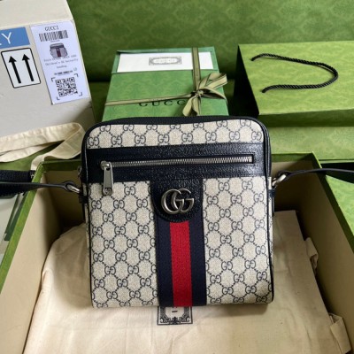 Gucci Ophidia Small Messenger Bag in Blue GG Supreme Canvas GGBS10614