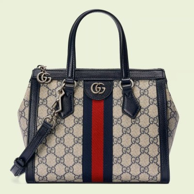 Gucci Ophidia Small Tote Bag in Blue GG Supreme Canvas GGBS10744