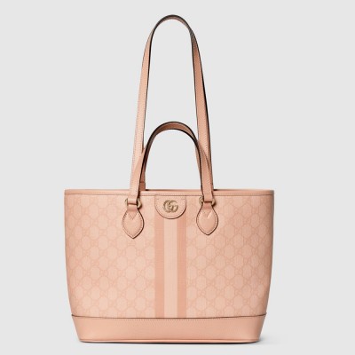 Gucci Ophidia Small Tote Bag in Dusty Pink GG Supreme Canvas GGBS10746