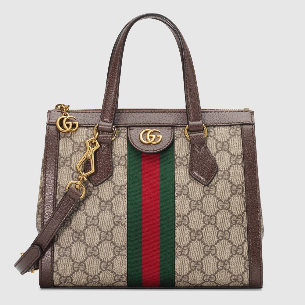 Gucci Ophidia Small Tote Bag in GG Canvas with Brown Leather GGBS10747