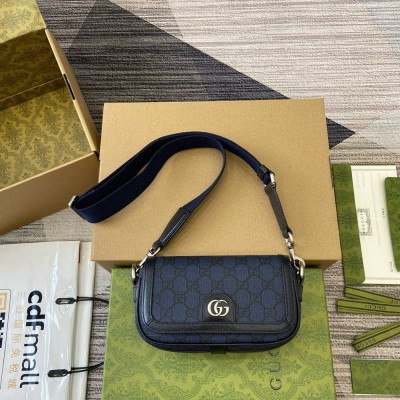 Gucci Ophidia Super Mini Cross-body Bag in Blue GG Supreme Canvas GGBS10164