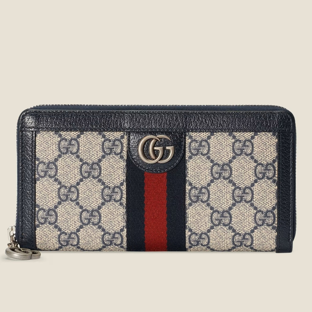 Gucci Ophidia Zip Around Wallet in Blue GG Supreme Canvas GGBS11030