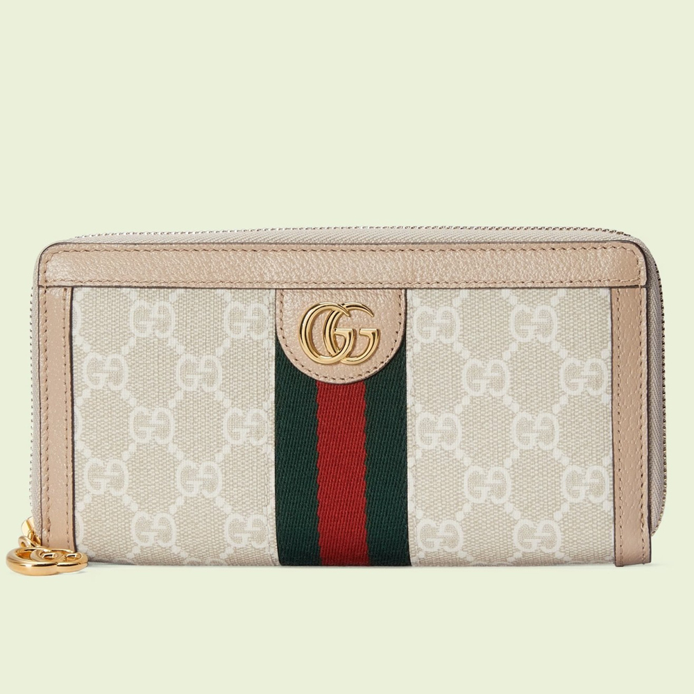 Gucci Ophidia Zip Around Wallet in White GG Supreme Canvas GGBS11031