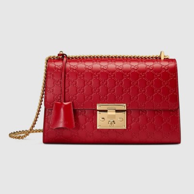 Gucci Padlock Medium Shoulder Bag in Red Guccissima Leather GGBS10836