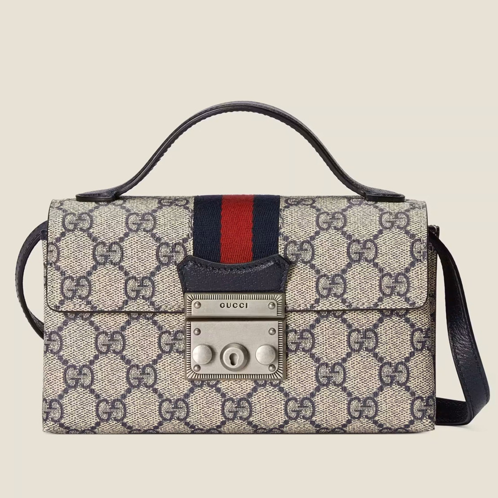 Gucci Padlock Mini Bag in Blue GG Supreme Canvas GGBS10466