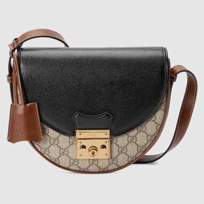 Gucci Padlock Small Crossbody Bag in GG Canvas with Black Leather GGBS10165