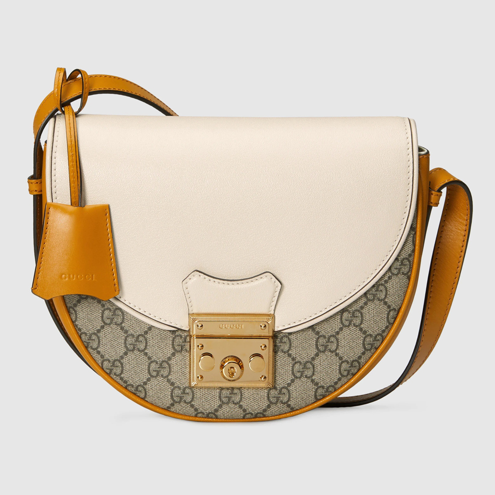 Gucci Padlock Small Crossbody Bag in GG Canvas with White Leather GGBS10166