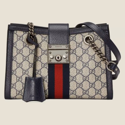 Gucci Padlock Small GG Shoulder Bag In Blue GG Canvas GGBS10837